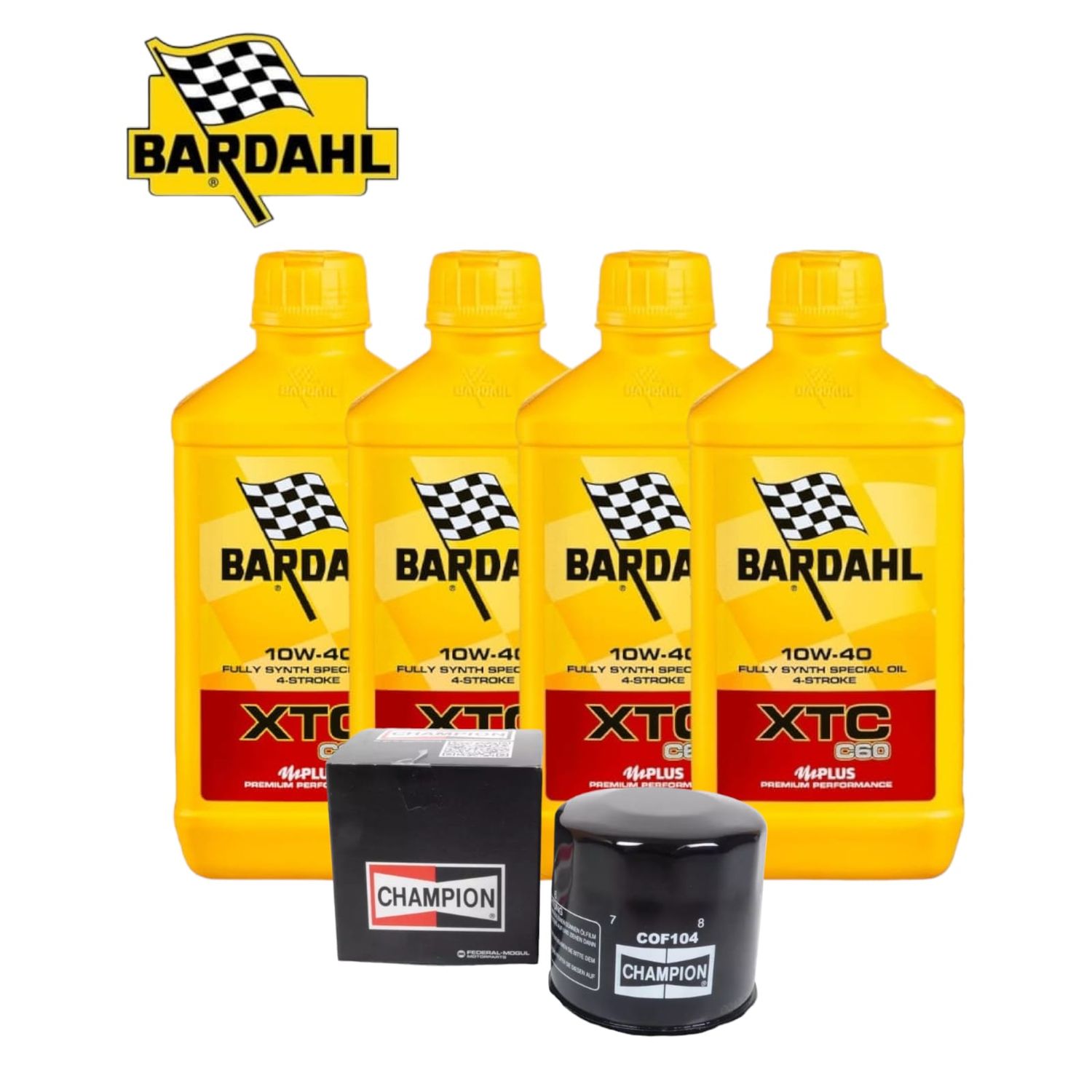 KIT TAGLIANDO 4 LT OLIO BARDAHL + FILTRO CHAMPION- COF104 XTC C60 10W-40