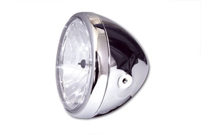 Faro anteriore SHIN YO da 7 pollici RENO, alloggiamento in metallo, vetro trasparente (riflettore prismatico), rotondo, montaggio laterale, omologato E
