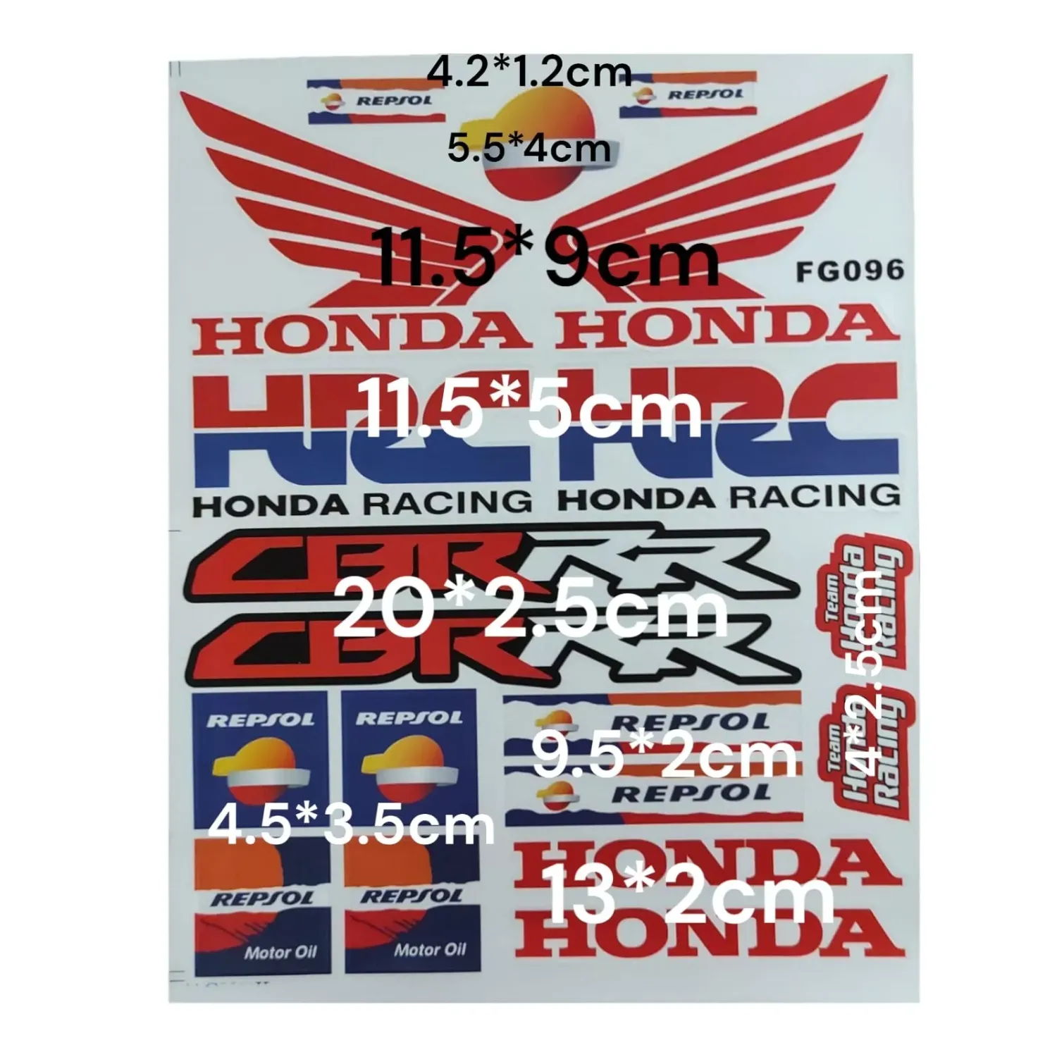 kit 19 ADESIVI MOTO SERBATOIO HONDA STICKER DECALCOMANIA SPONSOR IN PVC