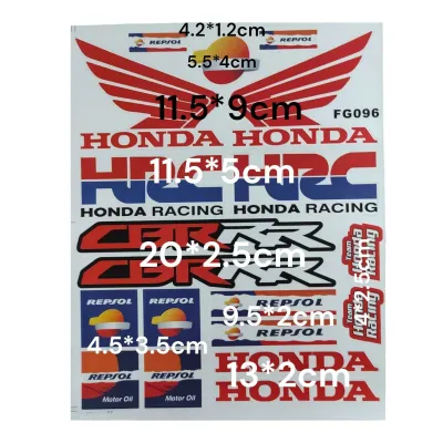 kit 19 ADESIVI MOTO SERBATOIO HONDA STICKER DECALCOMANIA SPONSOR IN PVC