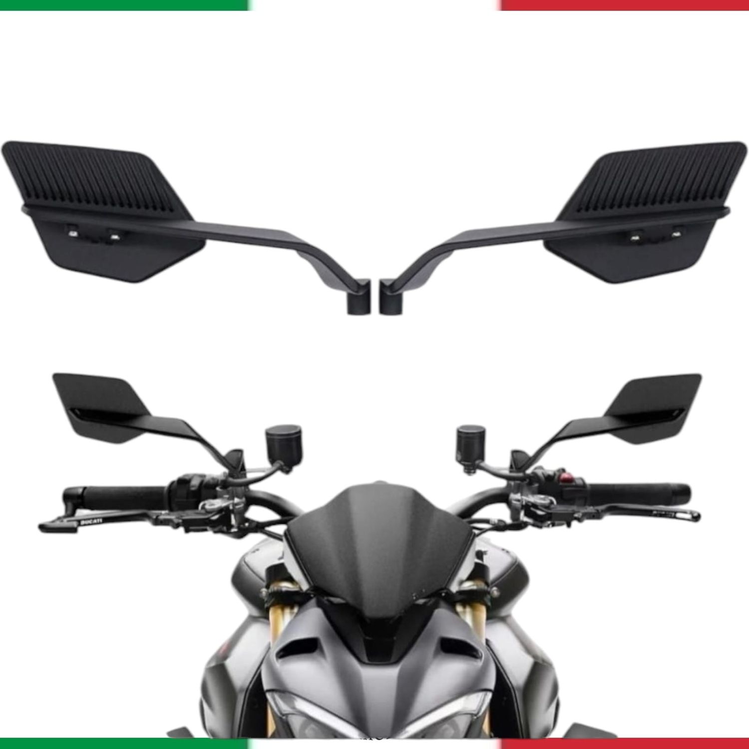 kit specchietti moto ali wing aerodinamici cnc nero universali moto