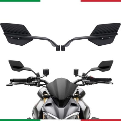 kit specchietti moto ali wing aerodinamici cnc nero universali moto