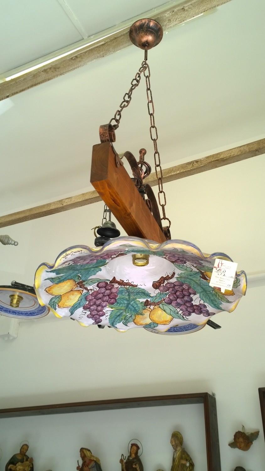 Lampadario in ceramica dipinto a mano