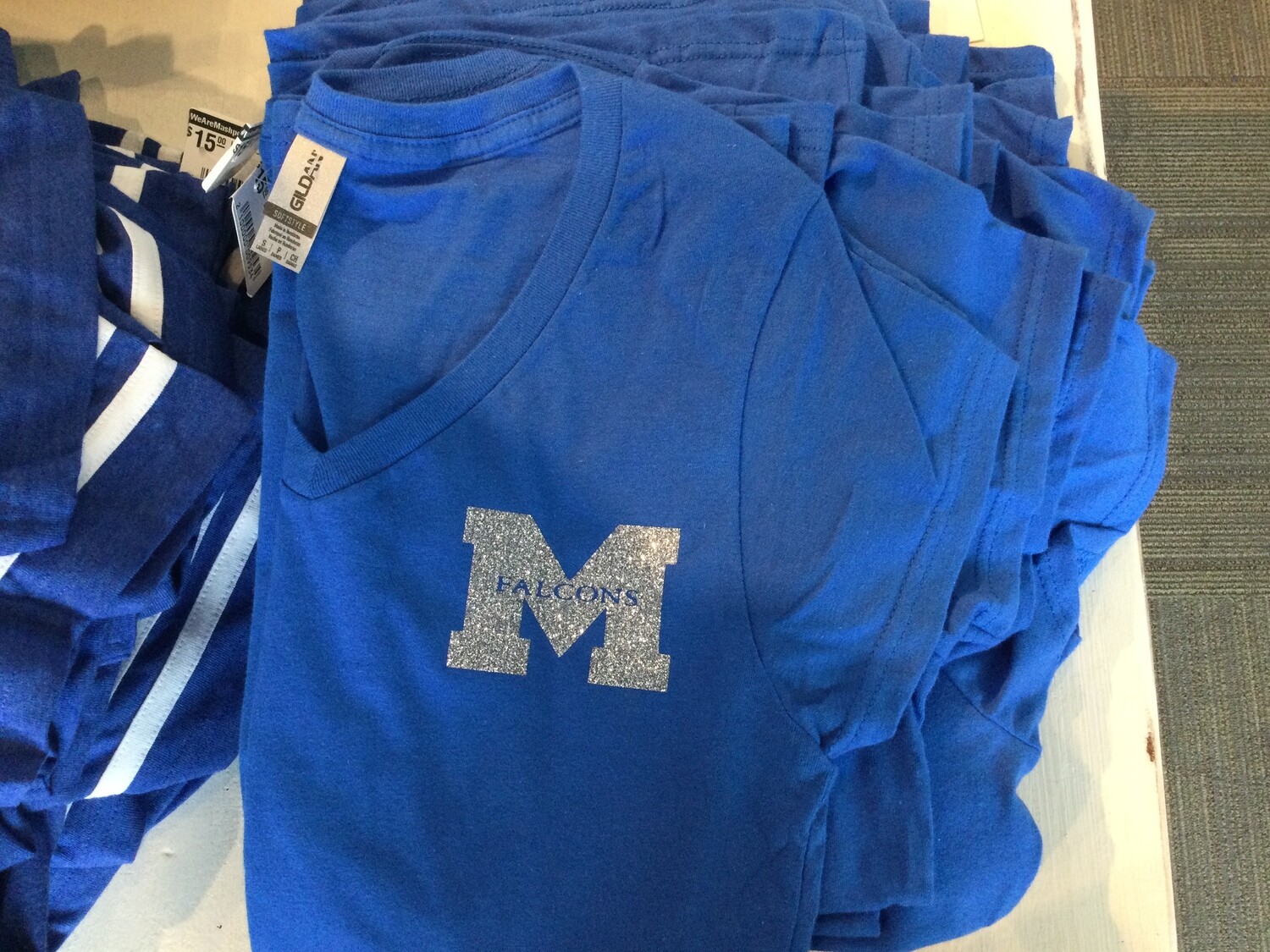 Ladies V-neck Tee, Color: Royal, Size: S