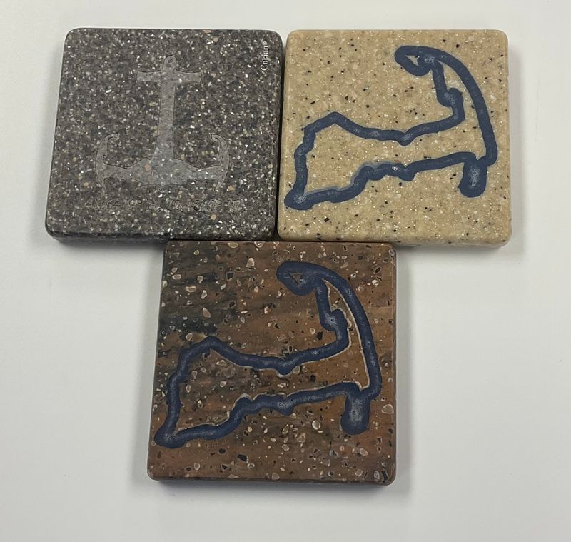 Corian Coasters laser engraved