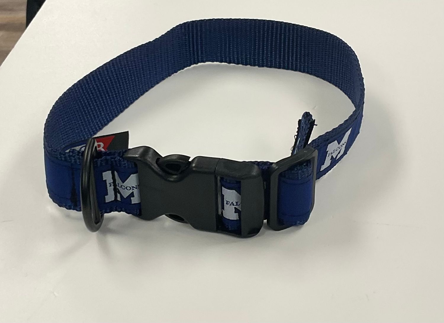 Mashpee Logo Dog Collars, Color: Blue and Black, Size: M