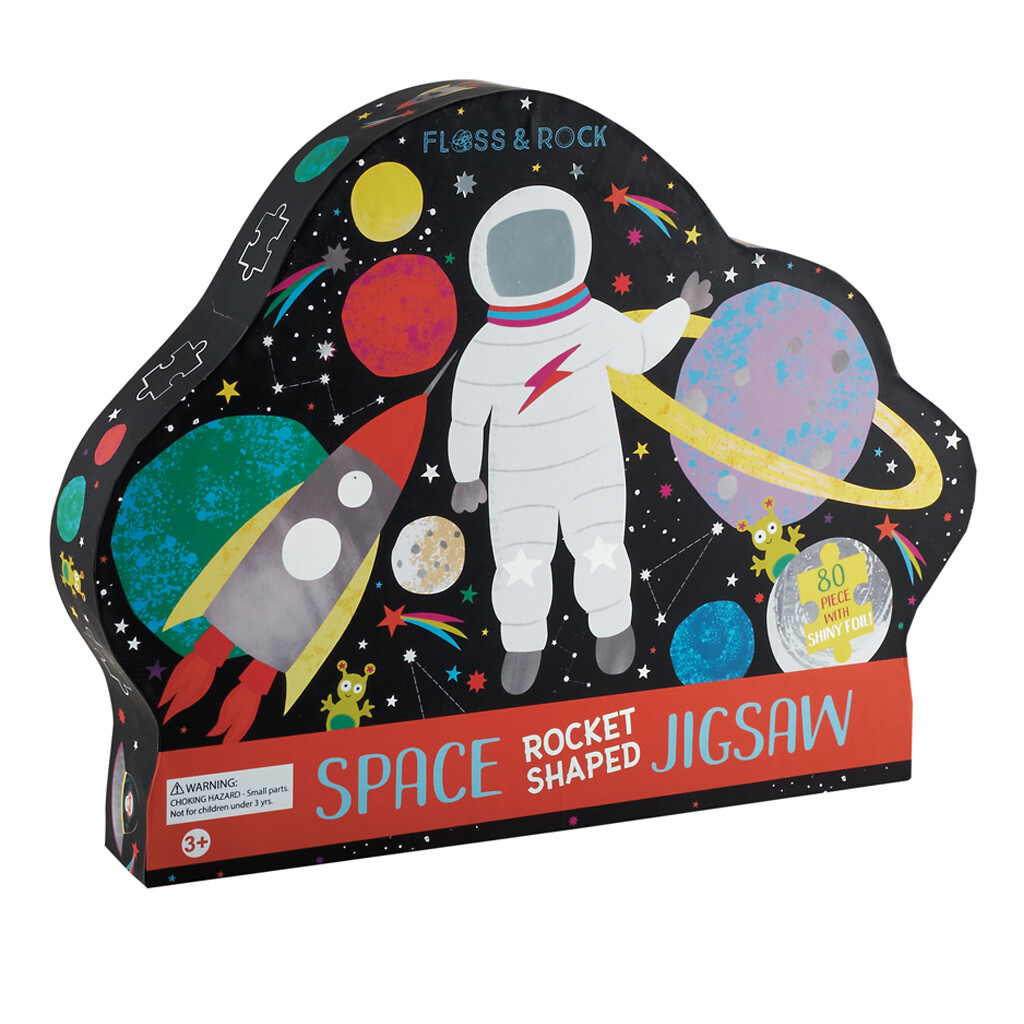 Space 80 Piece "Rocket" Shaped Jigsaw with Shaped Box