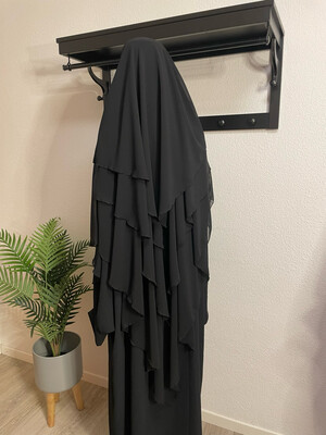 Dreilagiger Khimar  schwarz