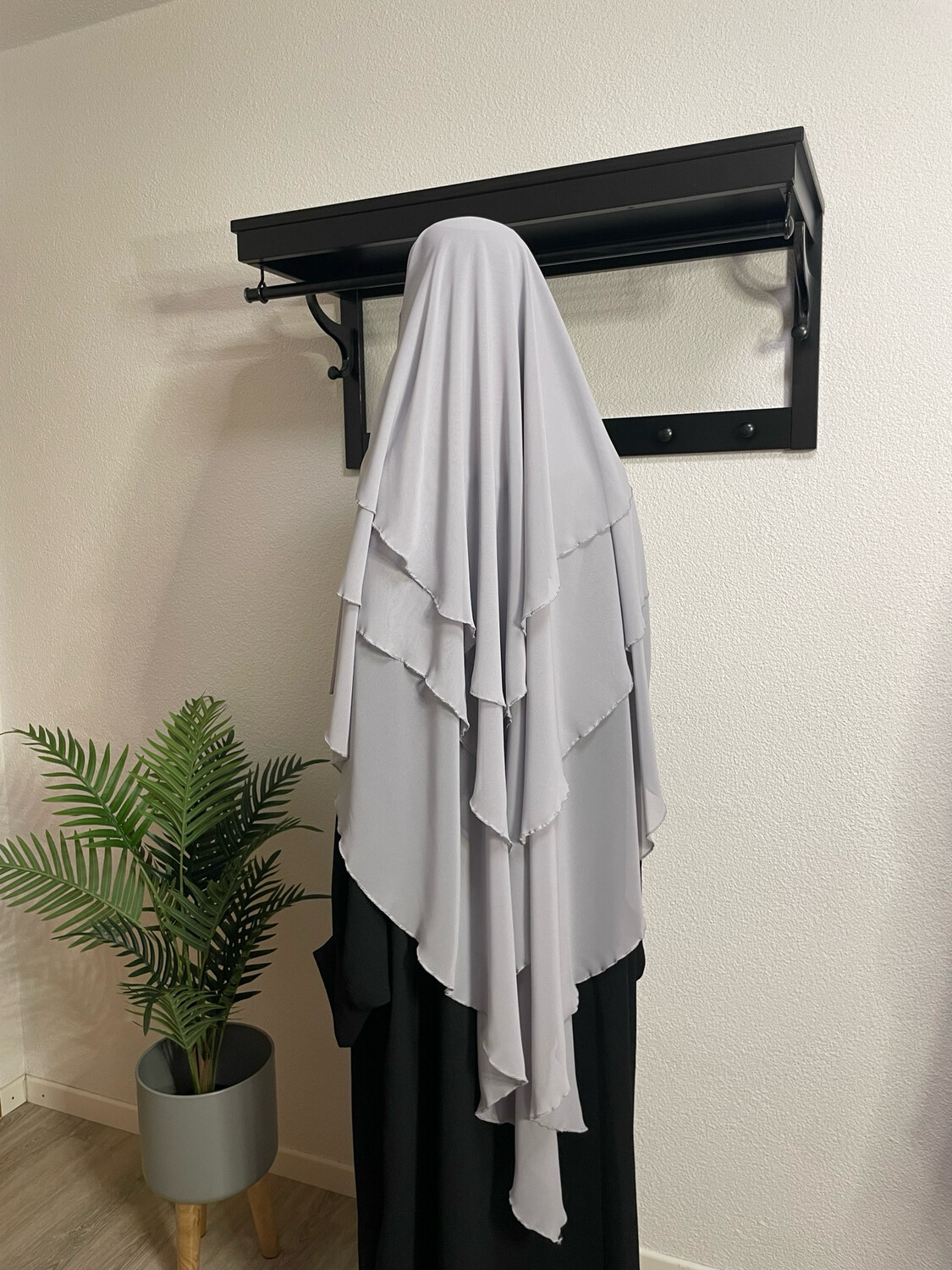 Dreilagiger Khimar hellgrau