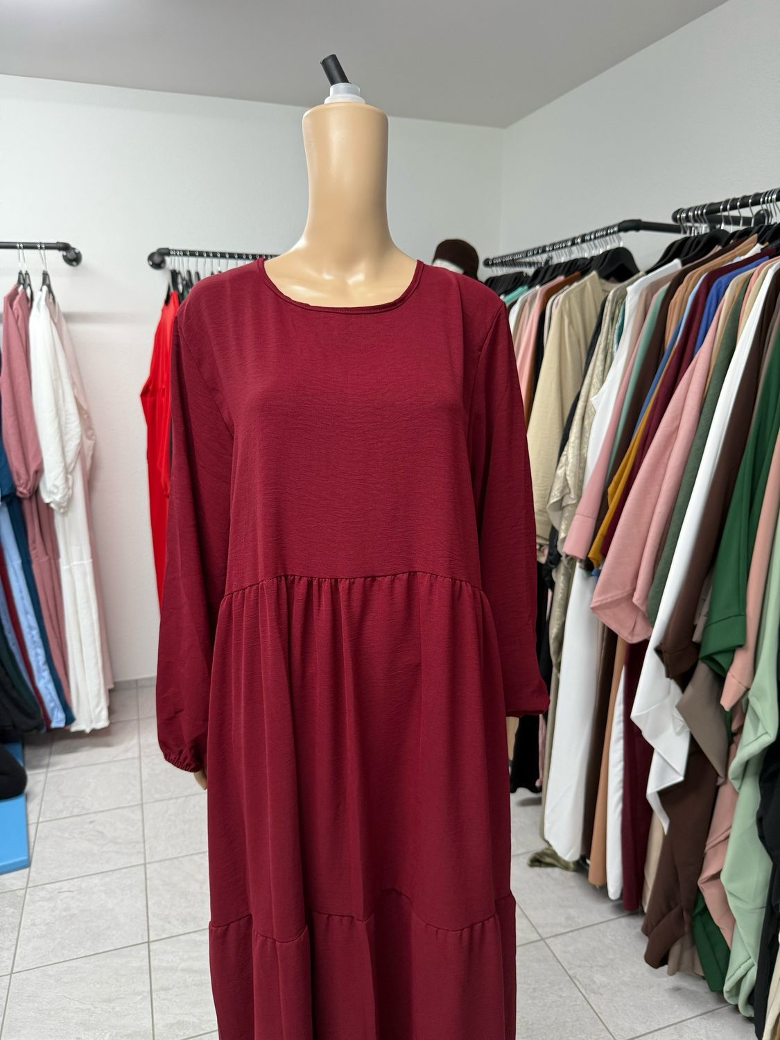 Abaya Kleid bordeauxrot