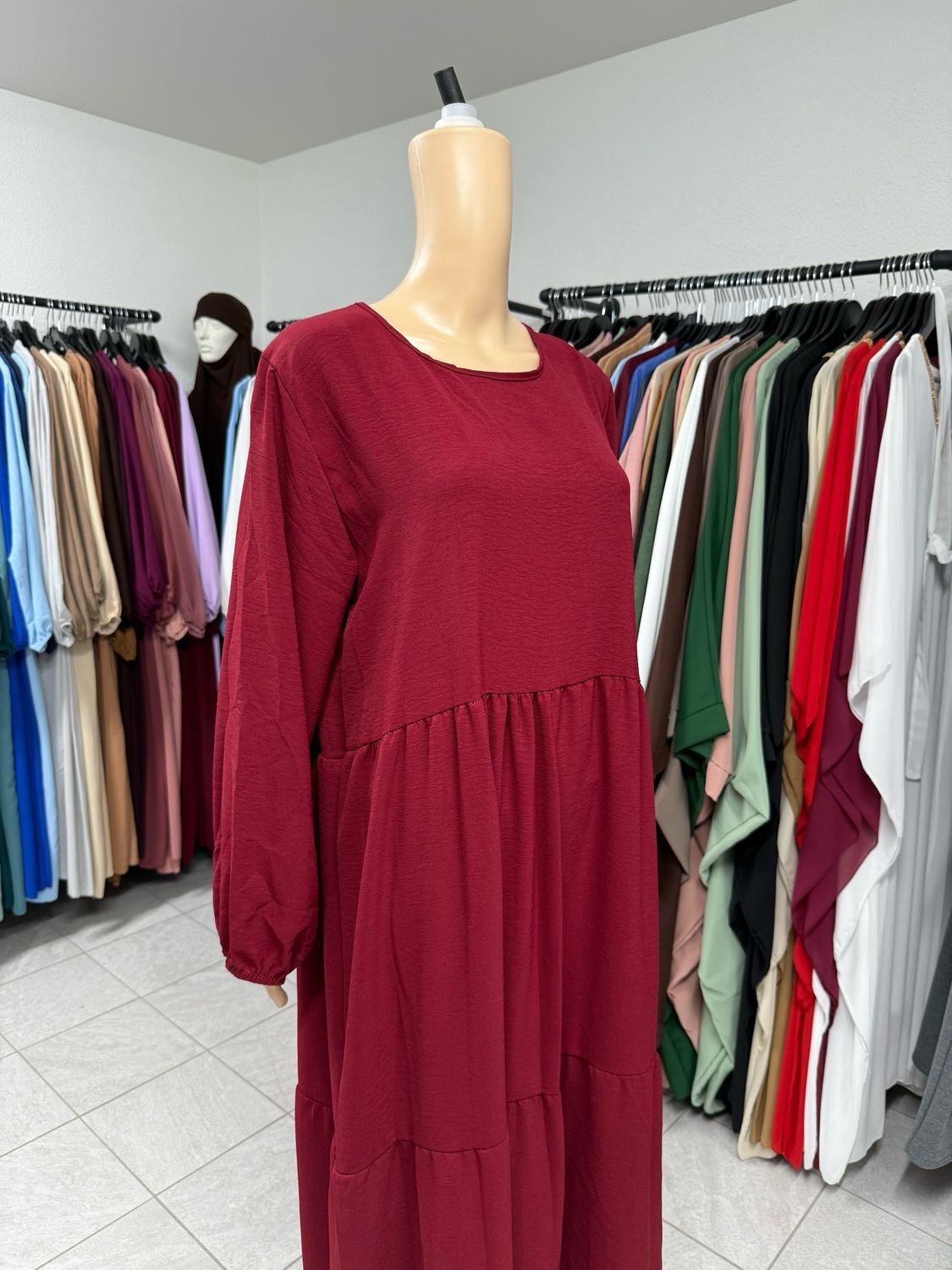 Abaya Kleid bordeauxrot