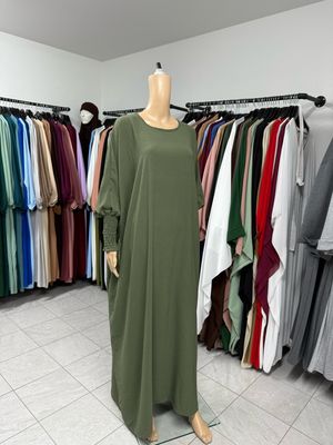 Schmetterling Abaya mit Gummiband khaki