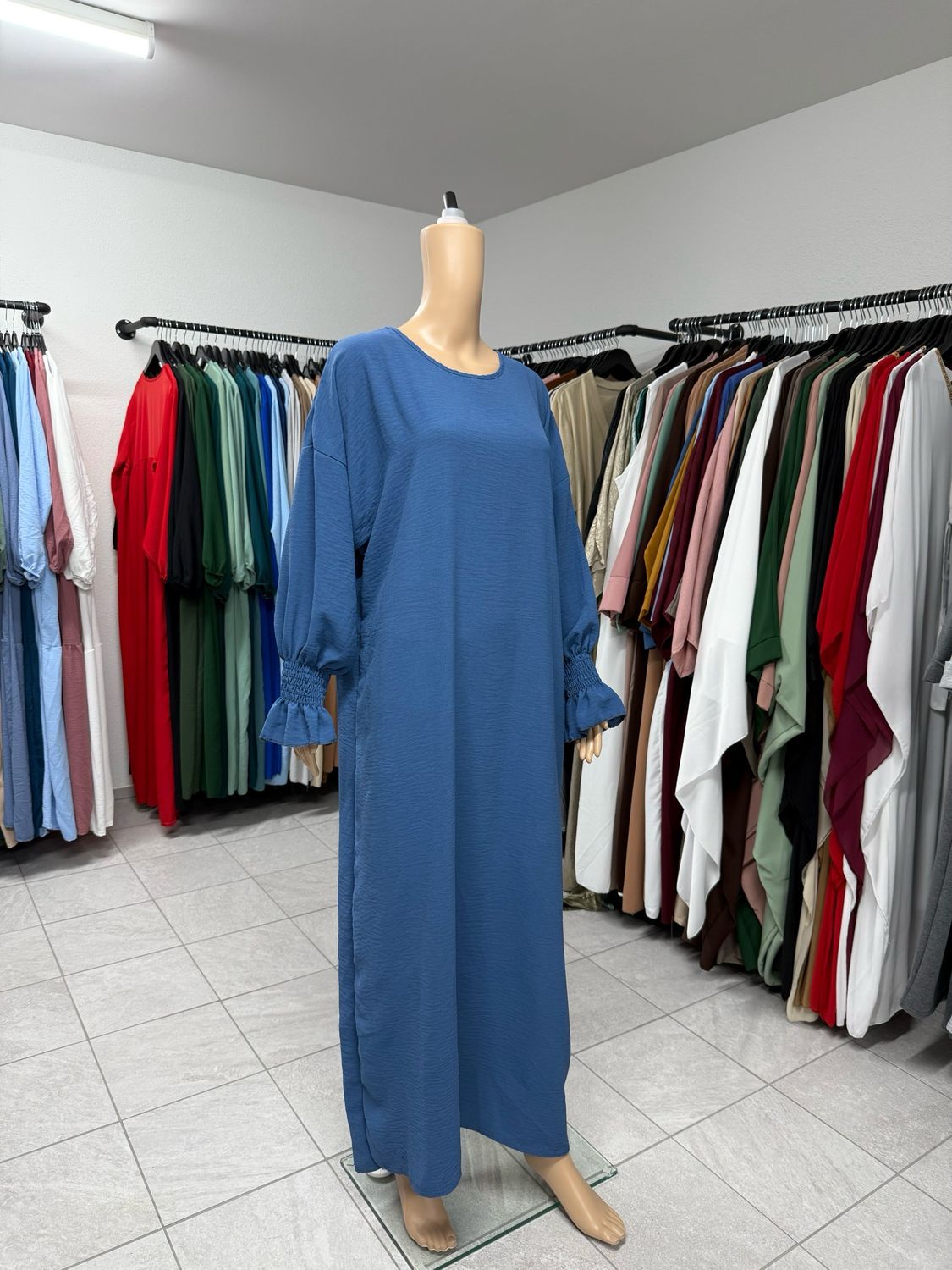 Abaya mit Gummiband blau