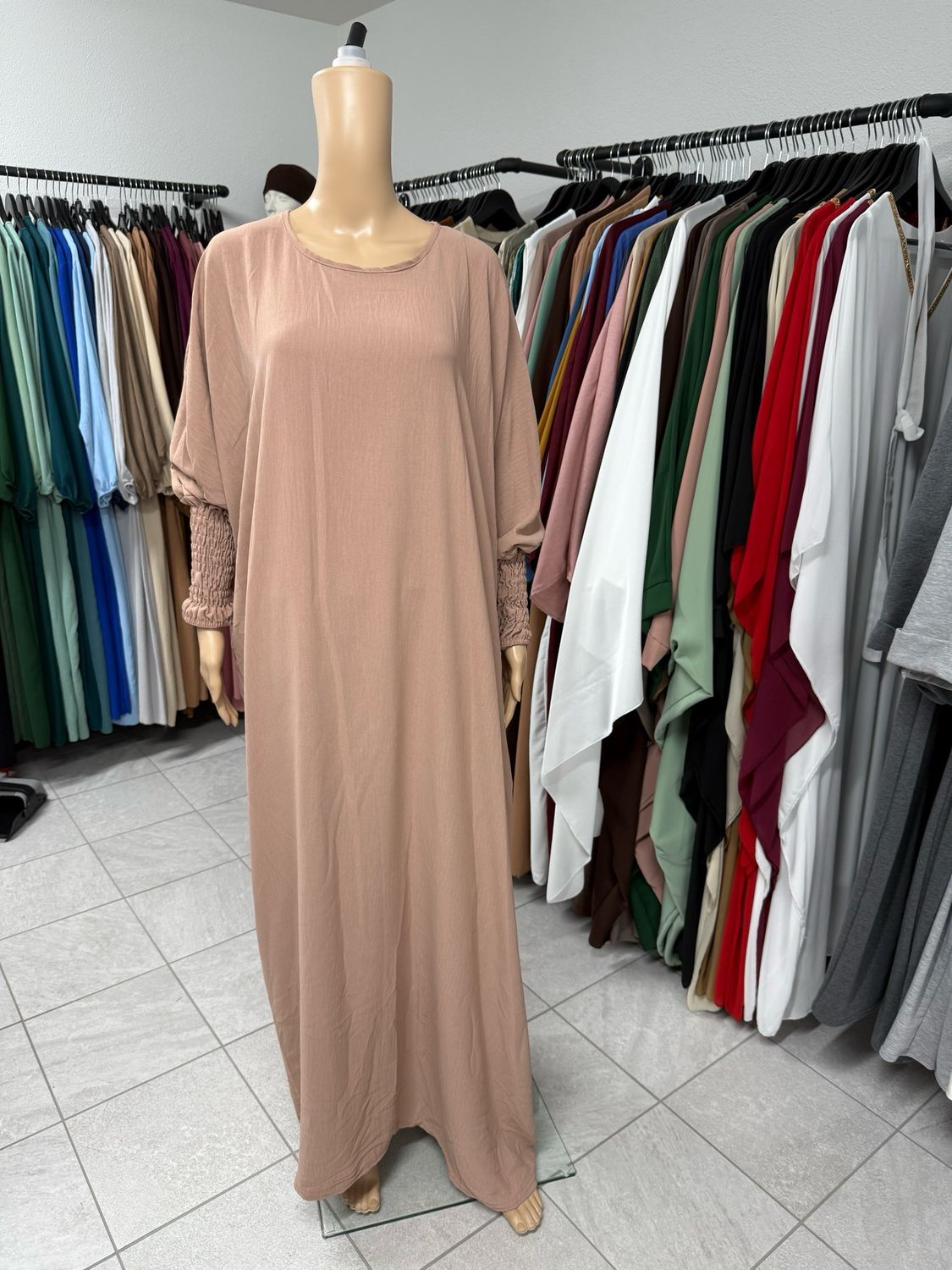 Schmetterling Abaya mit Gummiband nude