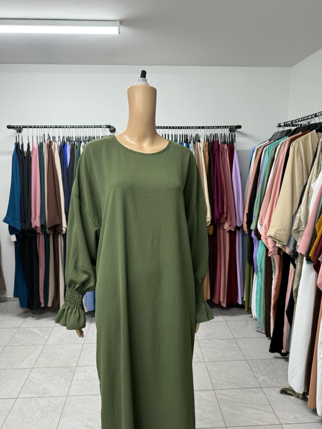 Abaya mit Gummiband khaki