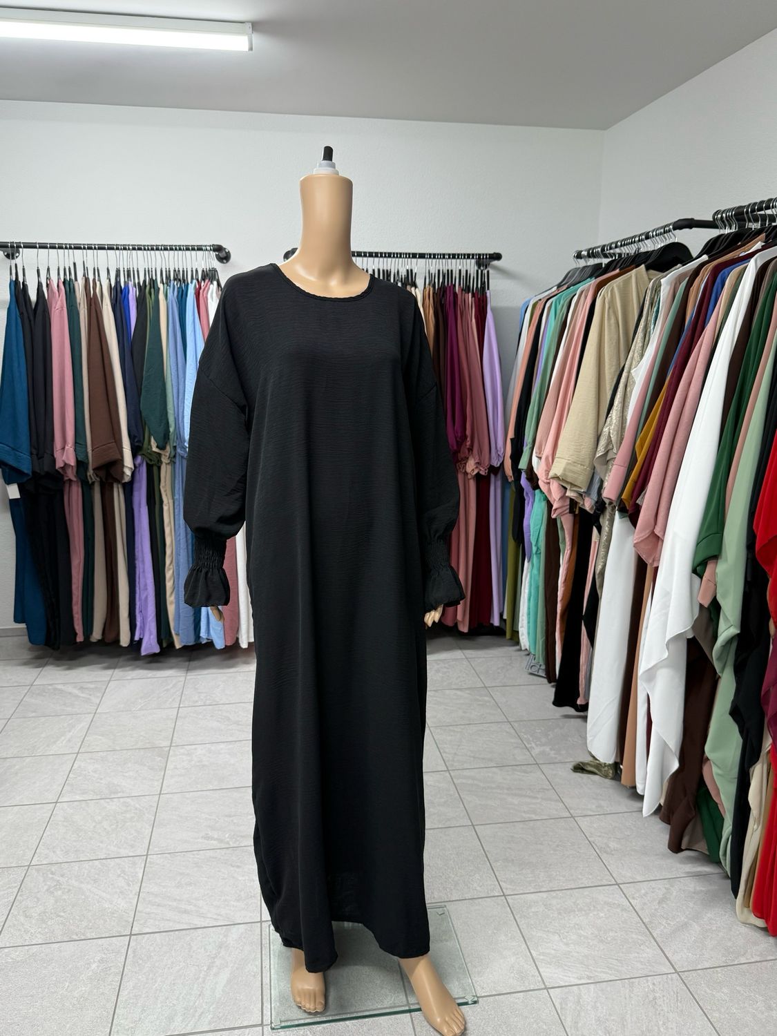 Abaya mit Gummiband schwarz