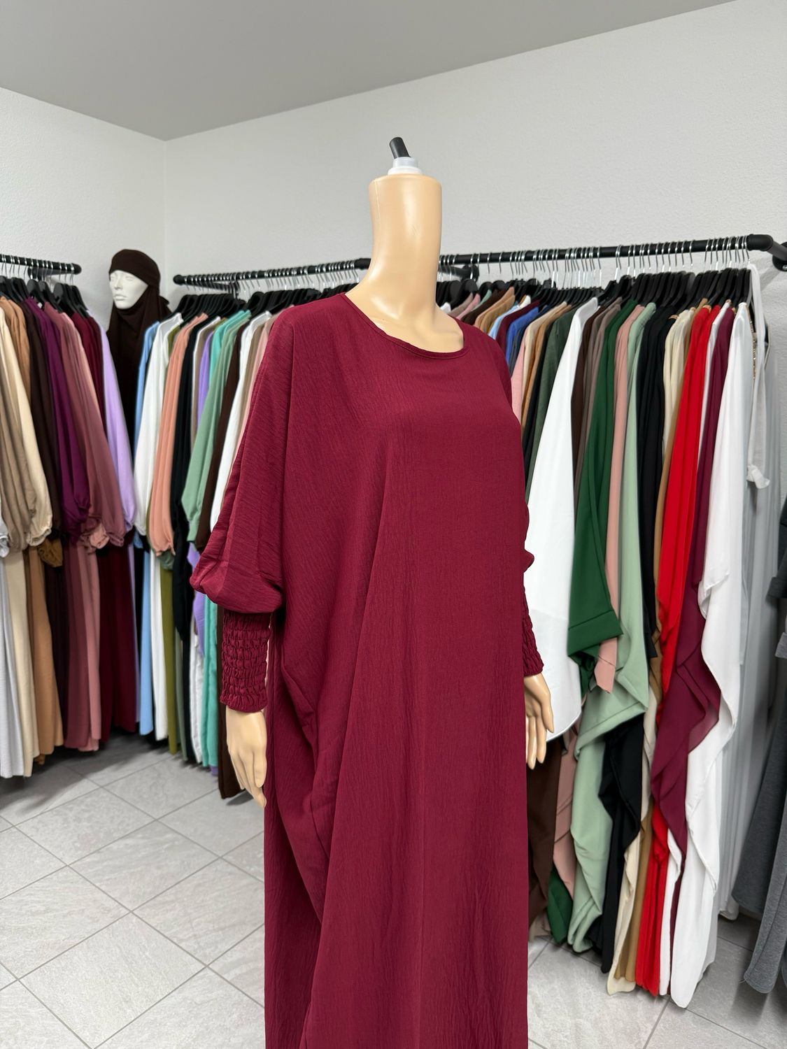 Schmetterling Abaya mit Gummiband bordeauxrot 