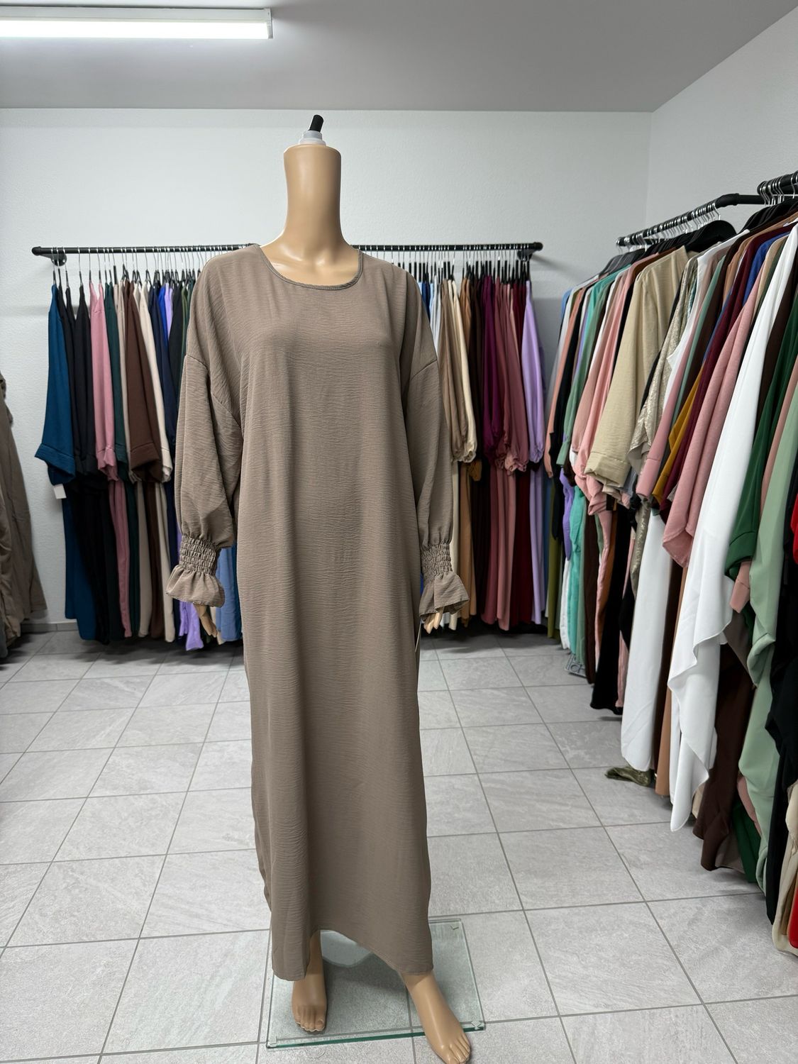 Abaya mit Gummiband taupe