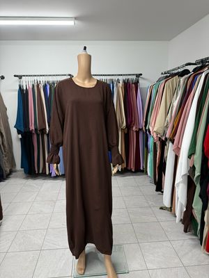Abaya mit Gummiband braun