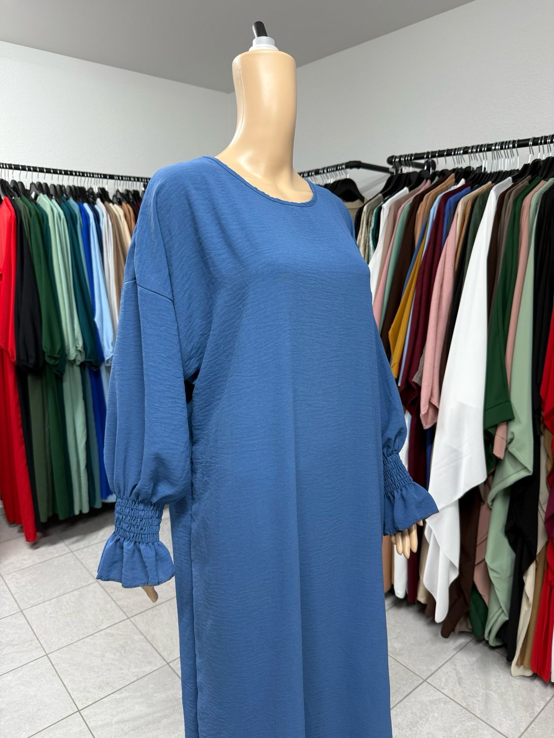 Abaya mit Gummiband blau