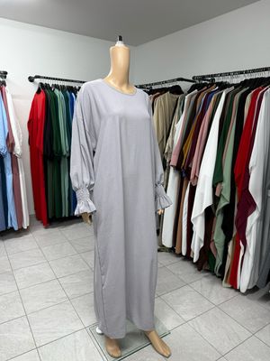 Abaya mit Gummiband grau
