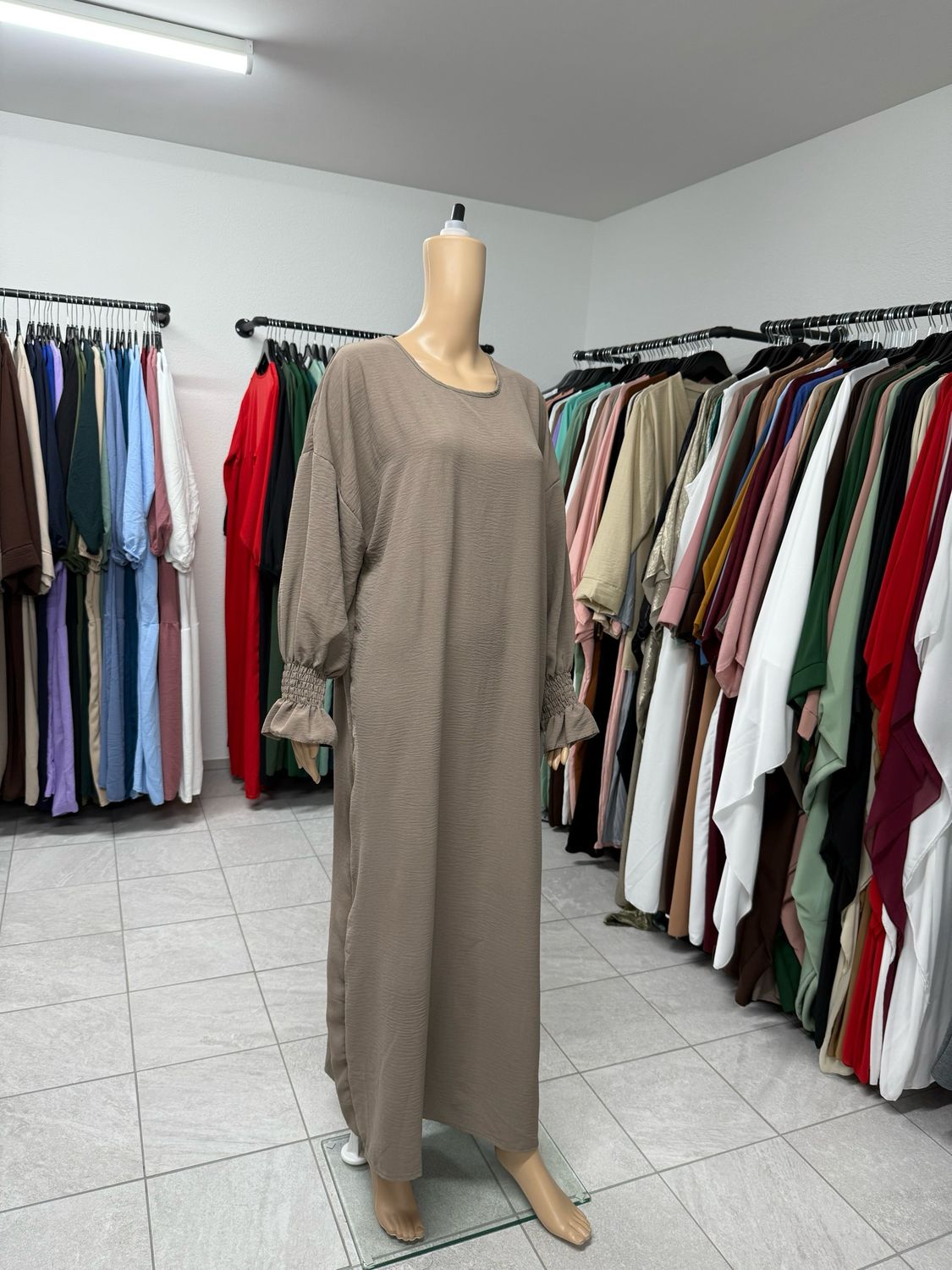 Abaya mit Gummiband taupe