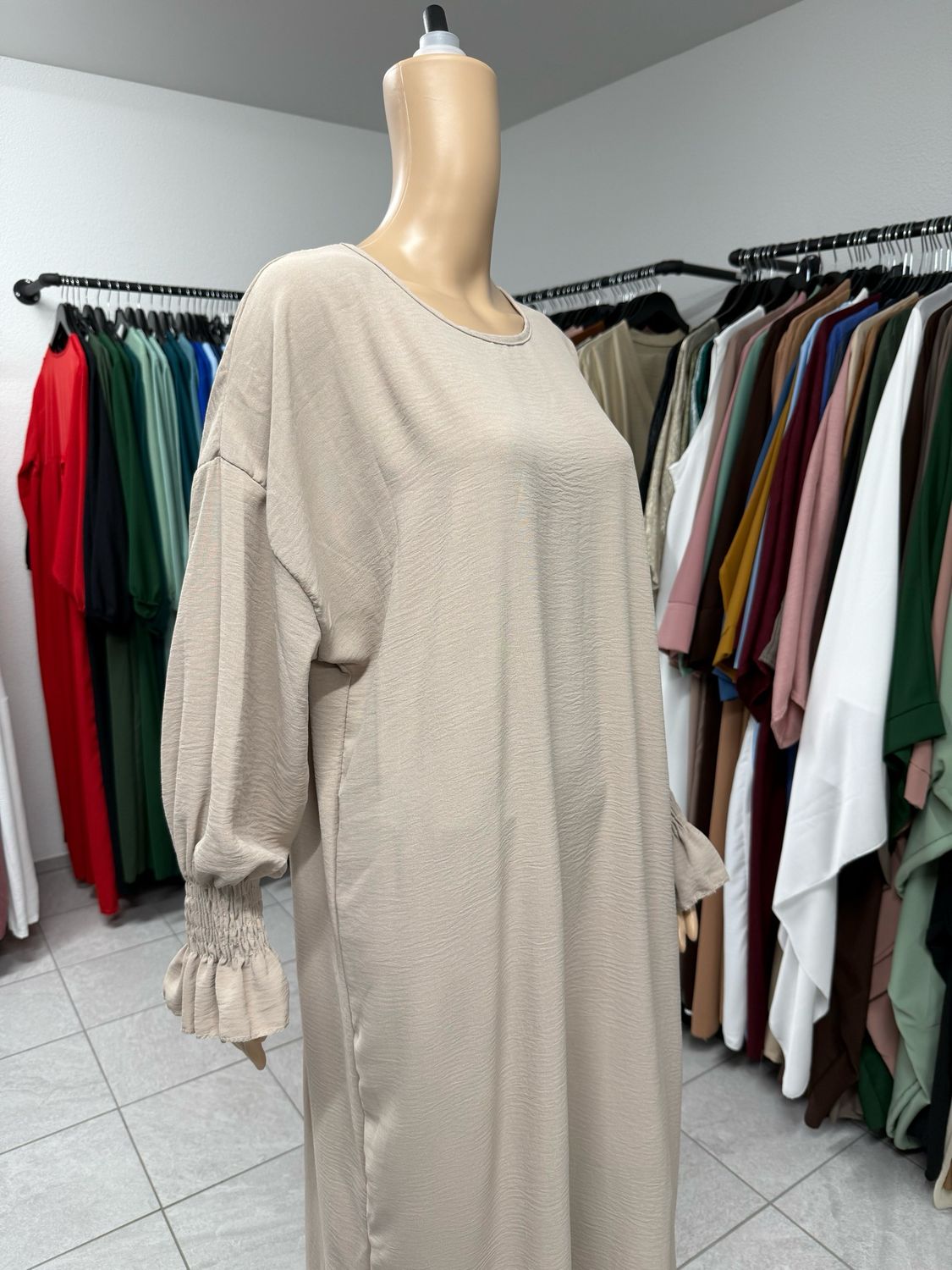 Abaya mit Gummiband beige