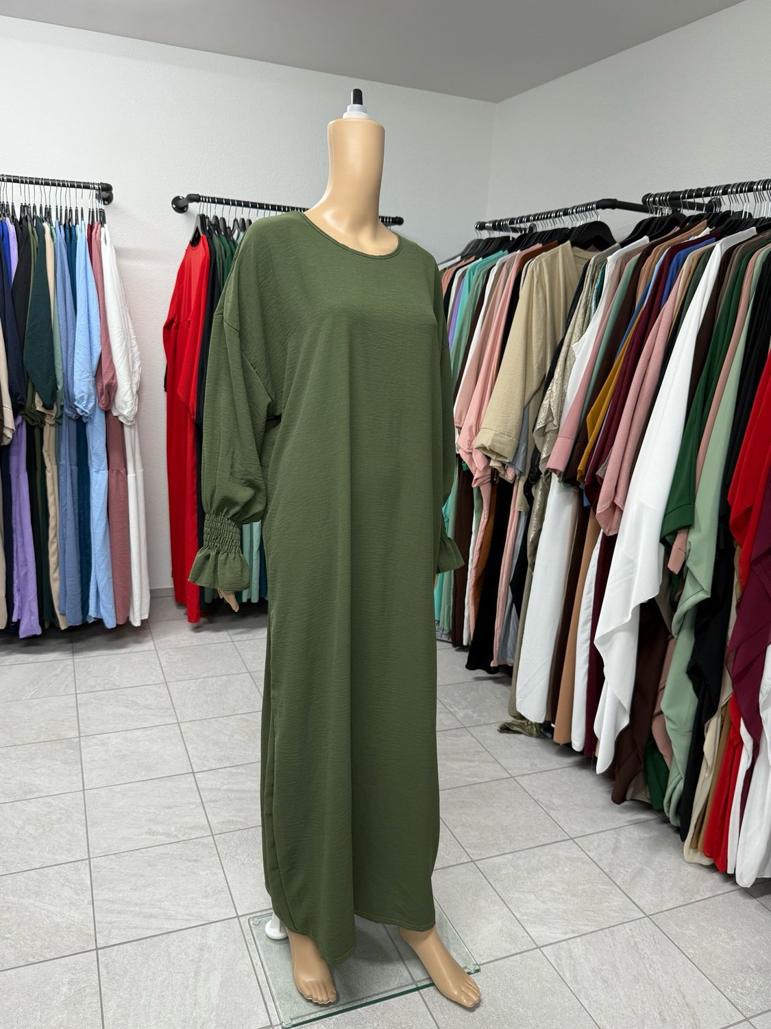 Abaya mit Gummiband khaki
