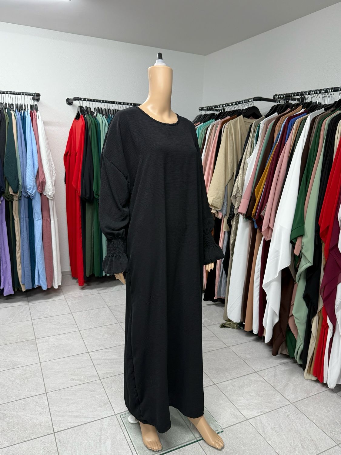 Abaya mit Gummiband schwarz
