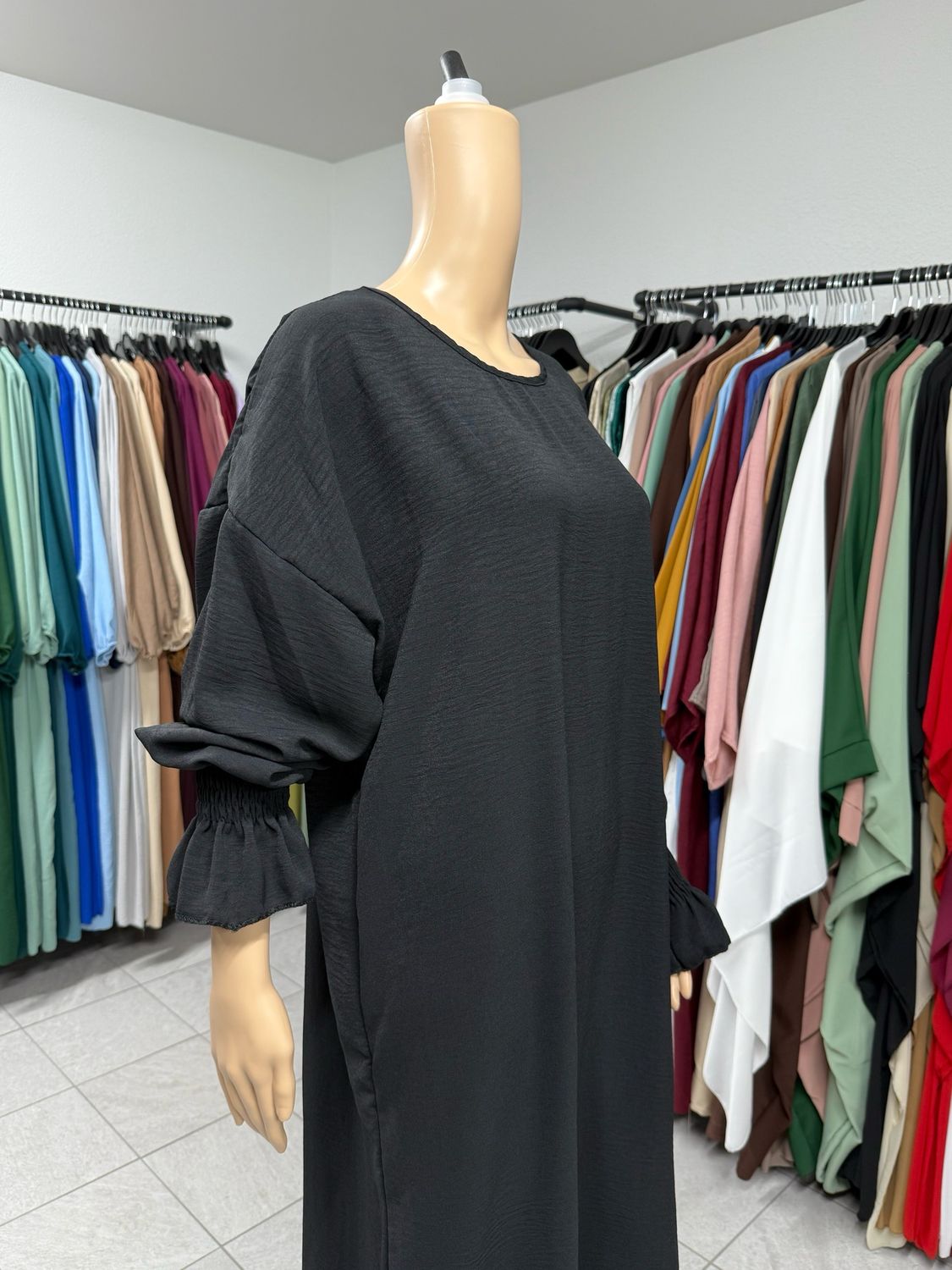 Abaya mit Gummiband schwarz
