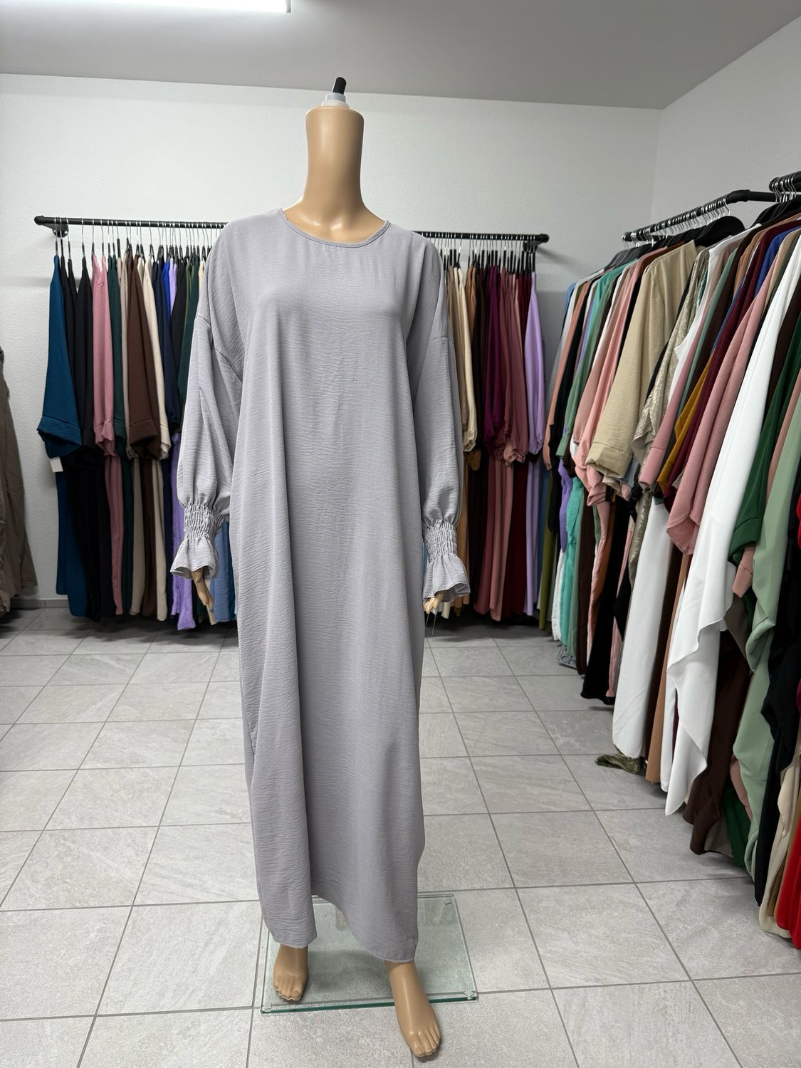 Abaya mit Gummiband grau