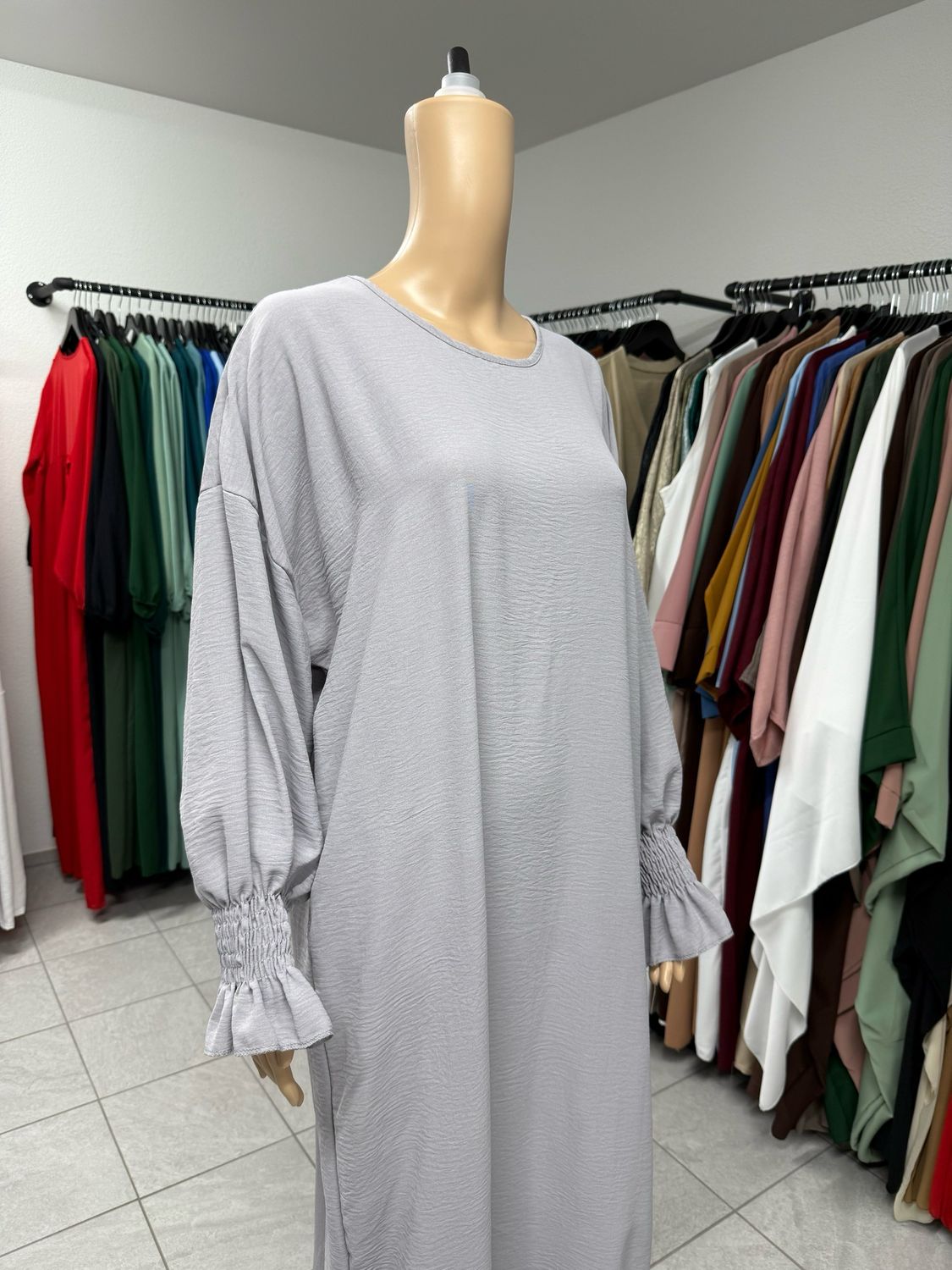 Abaya mit Gummiband grau