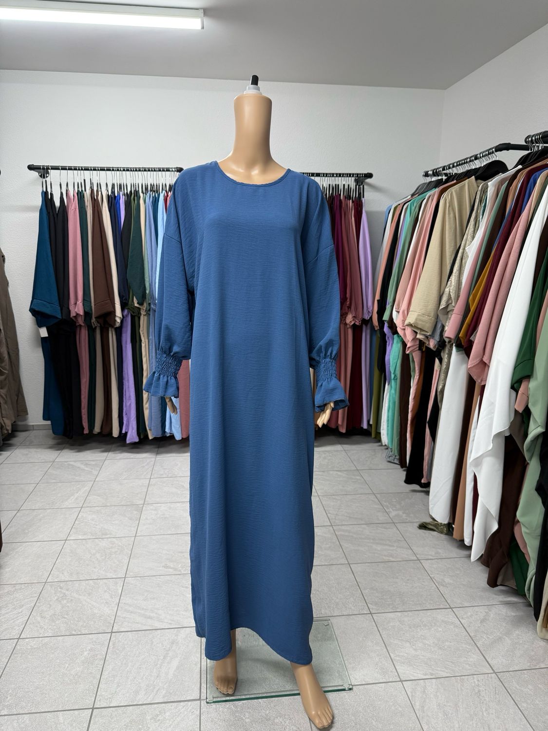 Abaya mit Gummiband blau