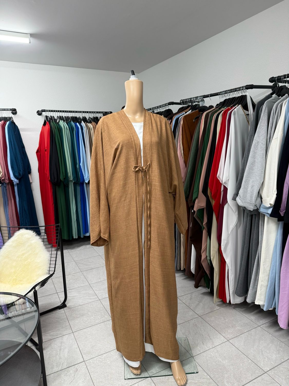 Kimono Abaya aus Lin latte