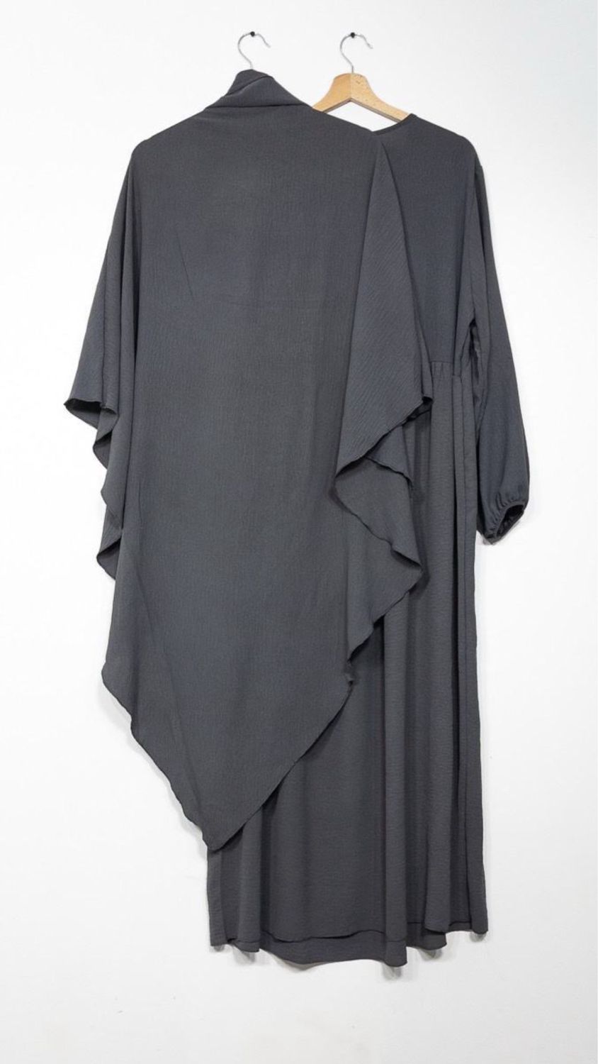 Set Abaya Khimar dunklegrau