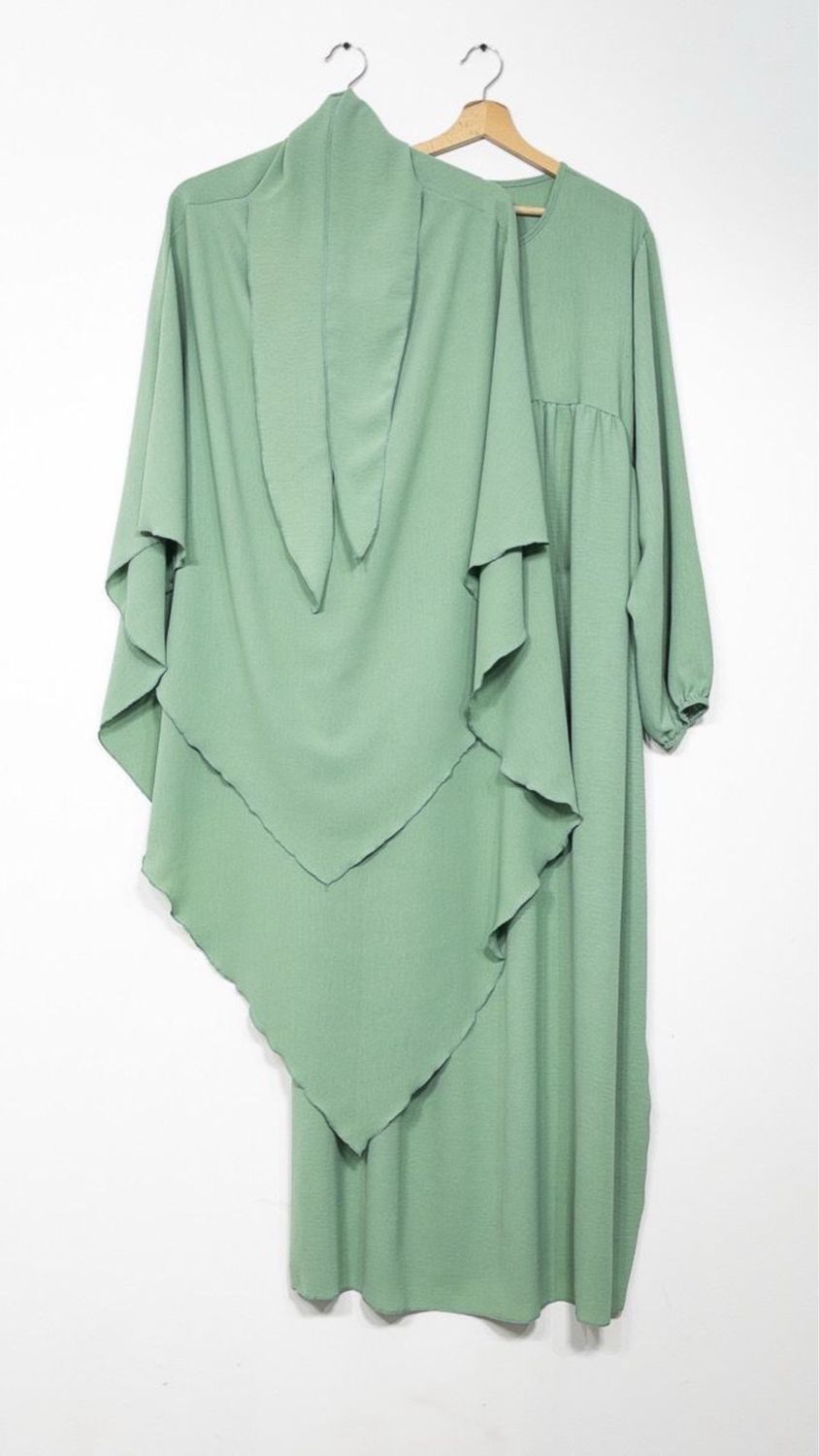 Set Abaya Khimar wasser grün