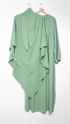Set Abaya Khimar wasser grün