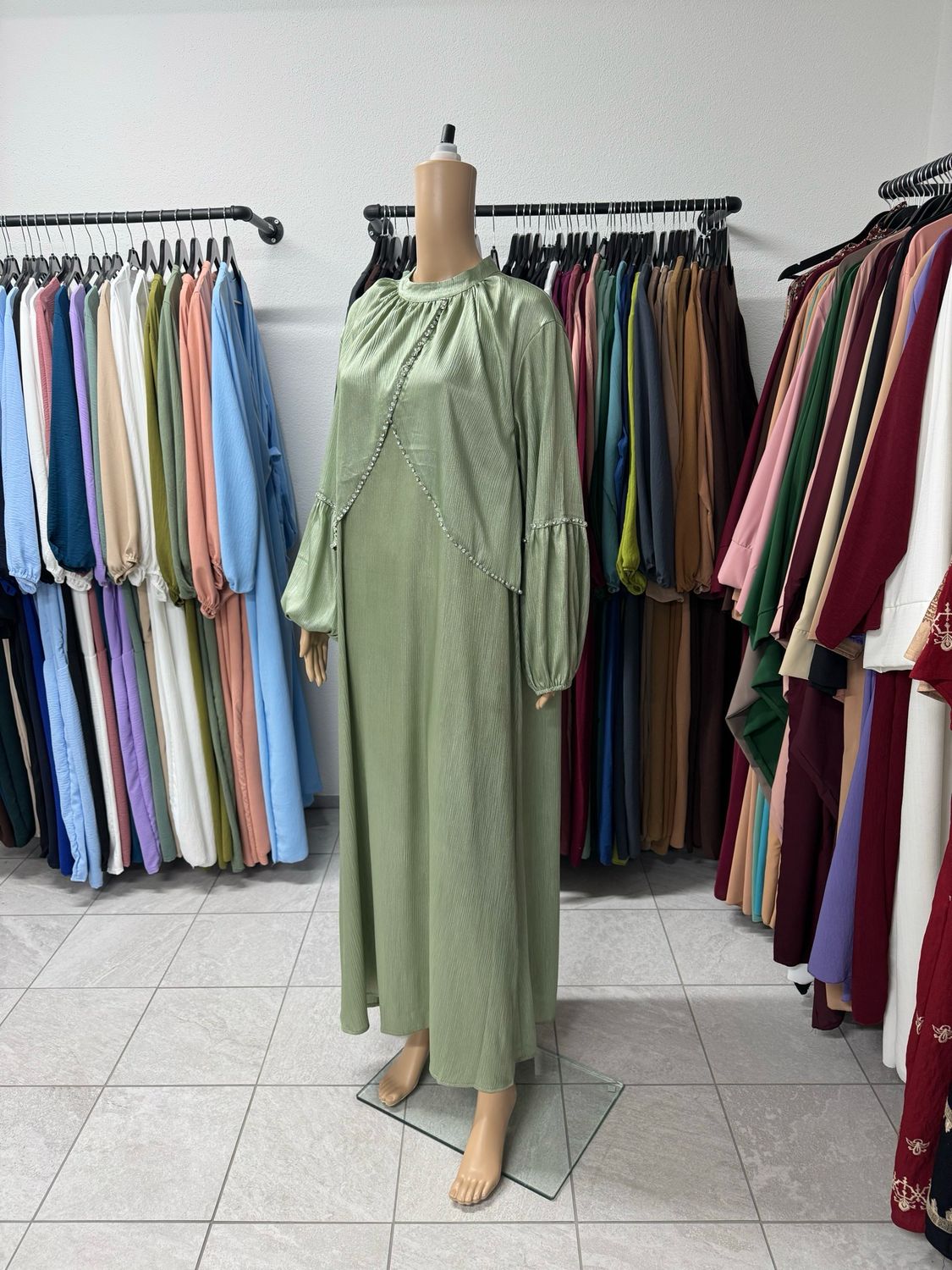 Luxuriöse Abaya wassergrün
