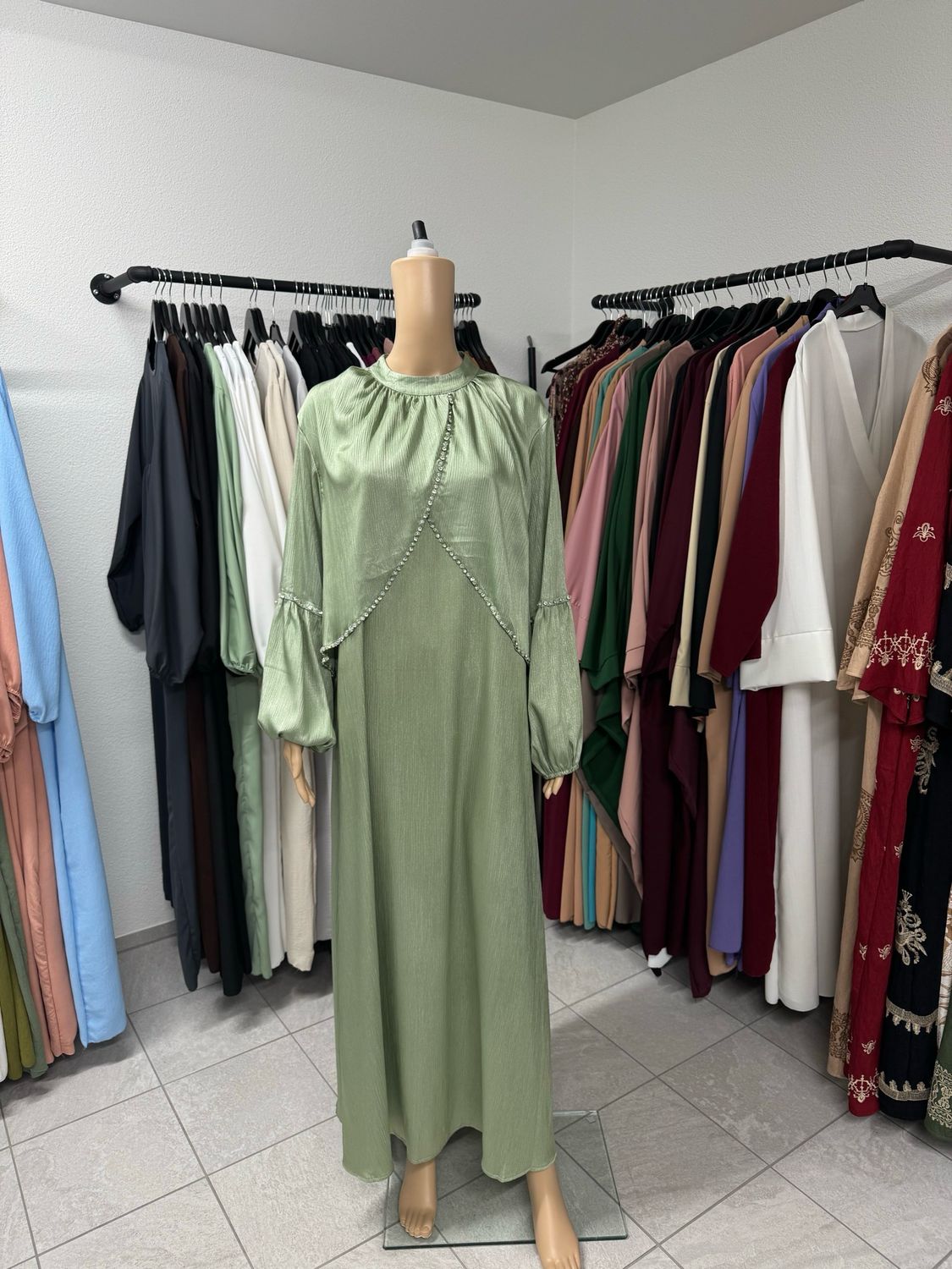 Luxuriöse Abaya wassergrün