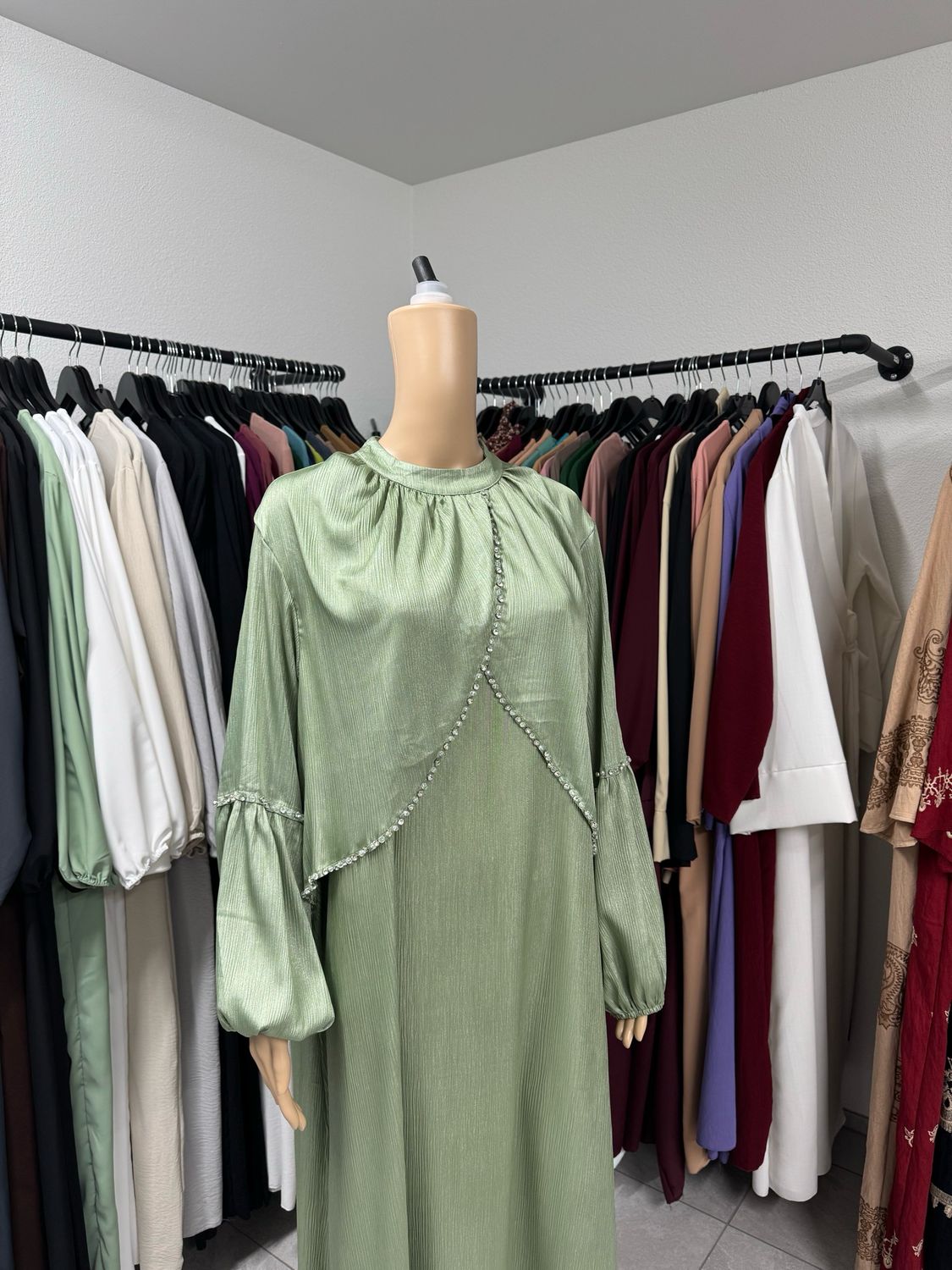 Luxuriöse Abaya wassergrün