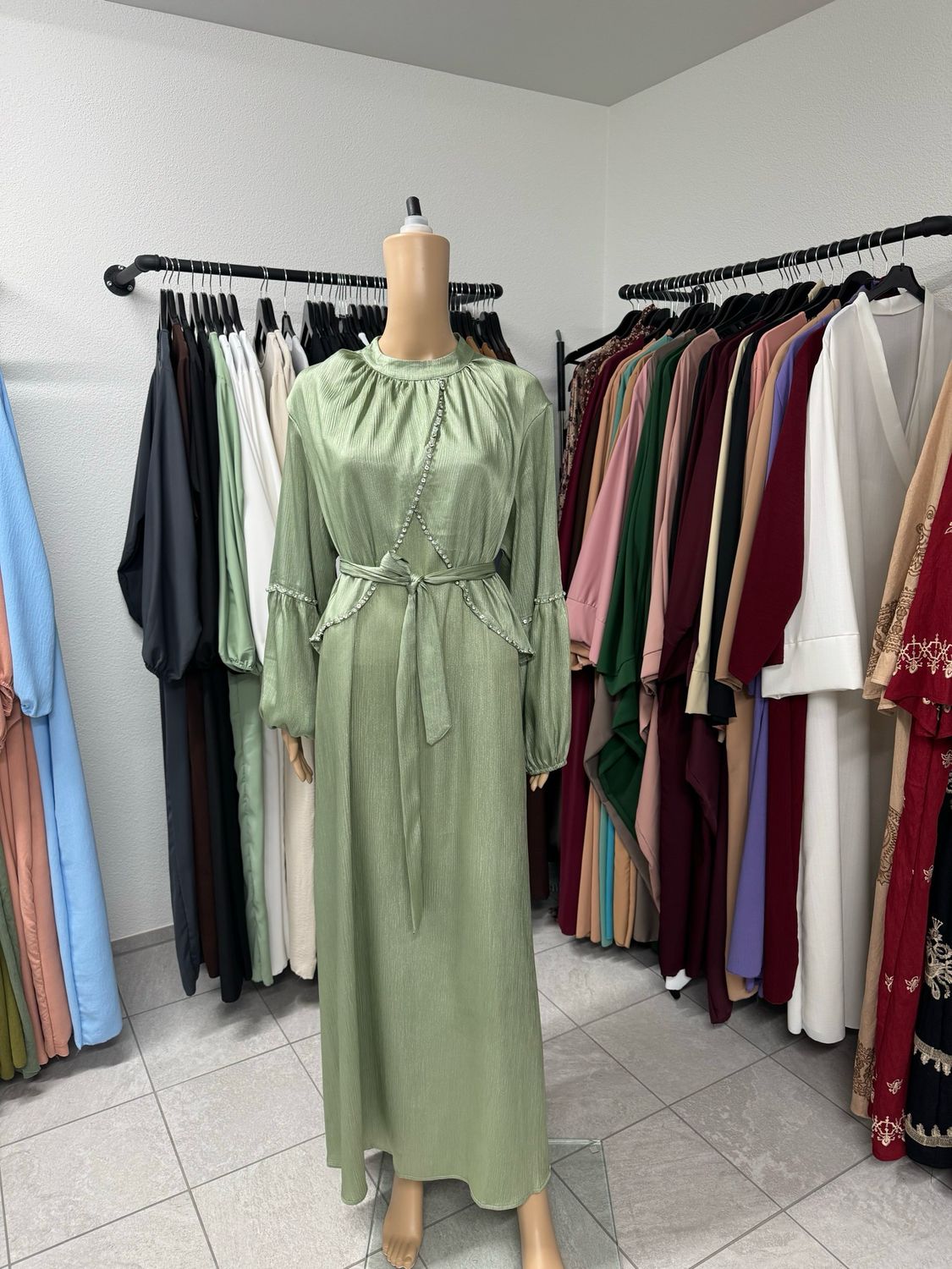 Luxuriöse Abaya wassergrün