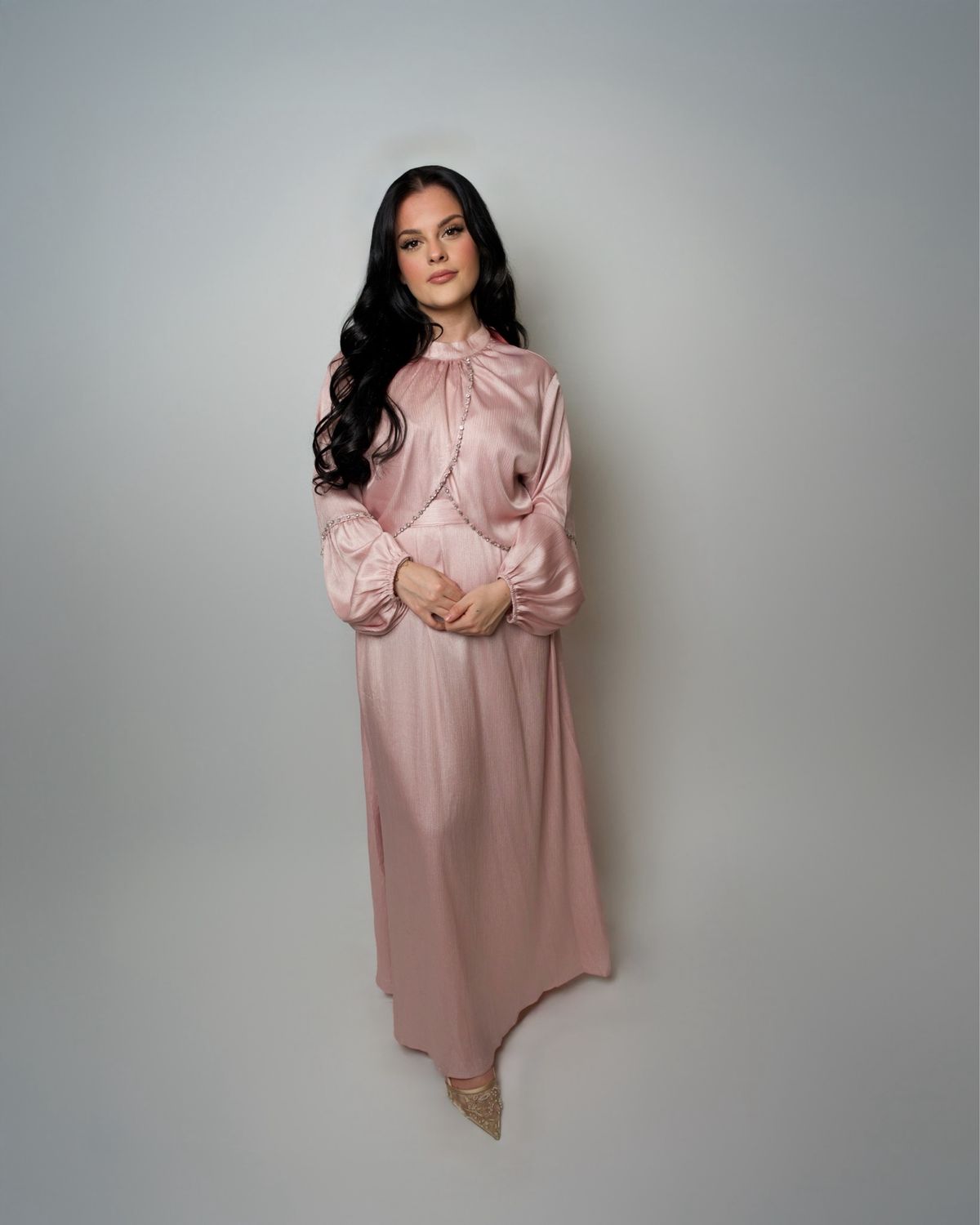 Luxuriöse Abaya rosa
