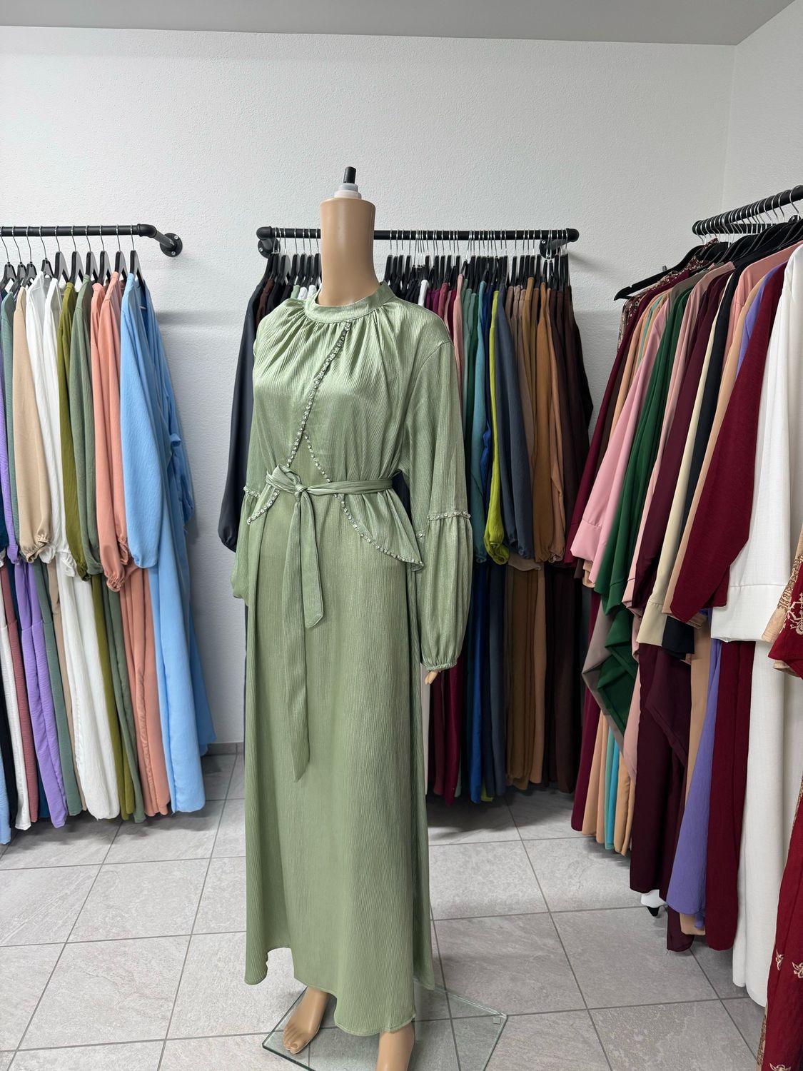 Luxuriöse Abaya wassergrün