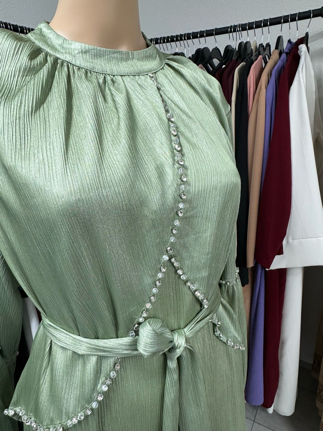 Luxuriöse Abaya wassergrün