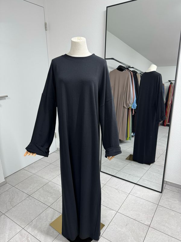 Basic Abaya Baumwolle schwarz