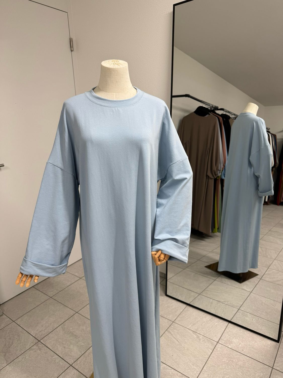 Basic Abaya Baumwolle babyblue