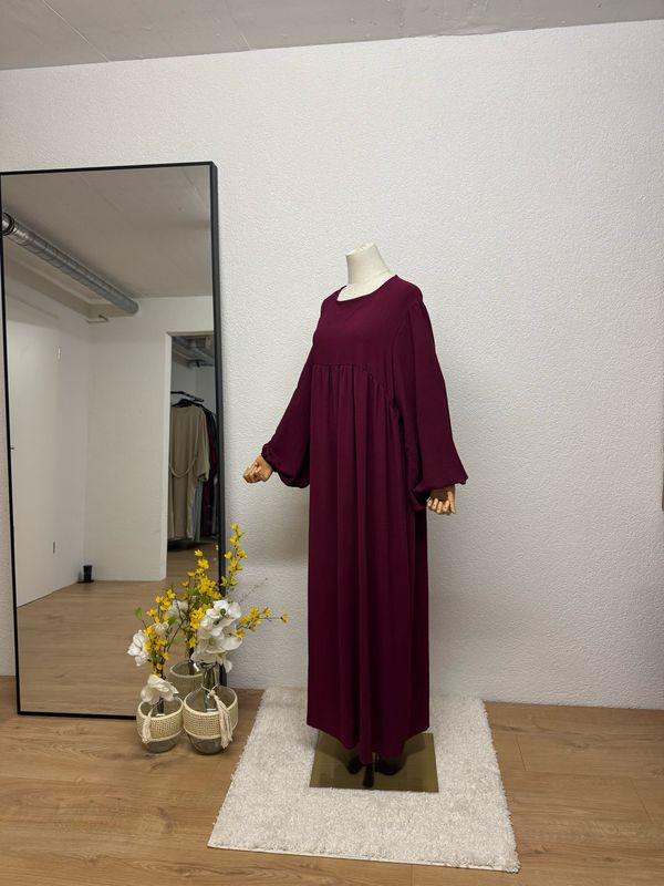 Abaya-Ballonärmel Bordeauxrot