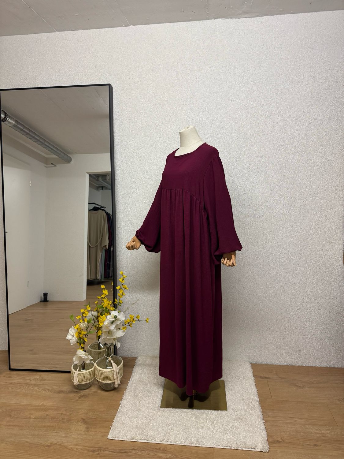 Abaya-Ballonärmel Bordeauxrot