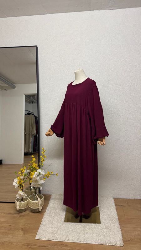 Abaya-Ballonärmel Bordeauxrot