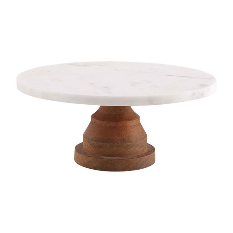 Marble &amp; Wood Pedestal